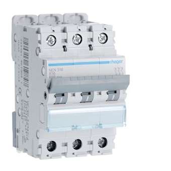 Disjoncteur 3P 6-10kA courbe B - 16A 3 modules|Hager-HAGNEN316
