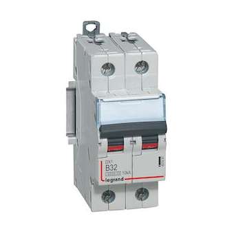 Disjoncteur DX³6000 10kA arrivée haute/départ bas vis 2P 32A courbe B - 2 mod|Legrand-LEG407497