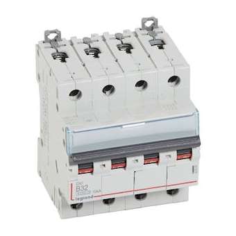Disjoncteur DX³6000 10kA arrivée haute/départ bas vis 4P 32A courbe B - 4 mod|Legrand-LEG407598