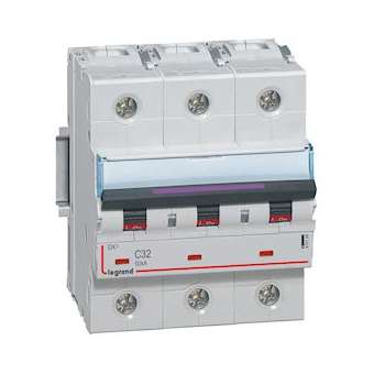 Disjoncteur DX³ 50kA arrivée haute/départ bas vis 3P 32A - courbe C - 4,5 mod|Legrand-LEG410164