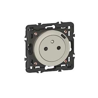 Prise Surface Céliane avec chargeur USB en face avant Type-C - 7,5W - Titane|Legrand-LEG099530