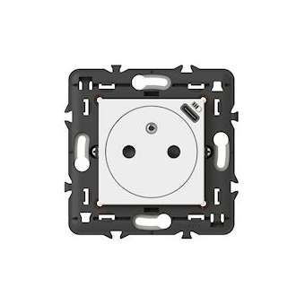 Prise 2P+T Surface avec chargeur USB Type-C Mosaic 2 modules avec support -blanc|Legrand-LEG077161L