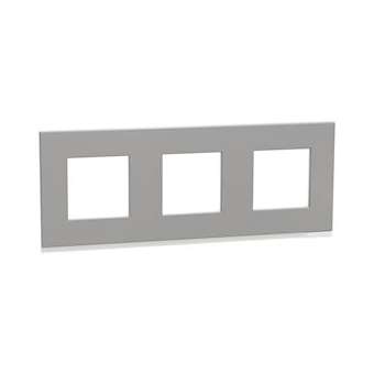 Unica Pure - plaque de finition - Aluminium liseré Blanc 3 postes|Schneider Electric-SCHNU600680