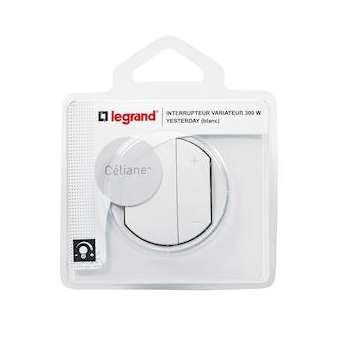 Interrupteur variateur avec plaque Céliane 300W - Blanc|Legrand-LEG099567