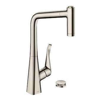 Mitigeur cuisine 2 trous 320, douchette extract. 2 jets, sBox aspect acier inox|Hansgrohe-HA373806800