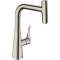 Mitigeur de cuisine 240, avec douchette extractible 1 jet aspect acier inox