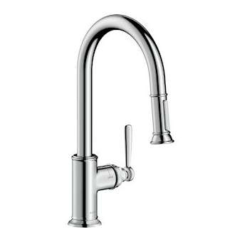 Mitigeur cuisine avec douchette extractible aspect acier inox|Hansgrohe-HA316581800