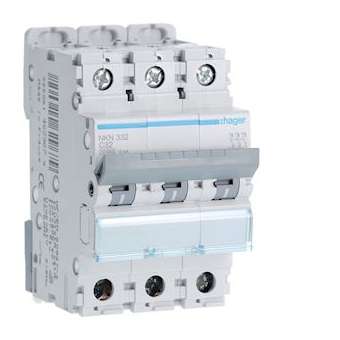 Disjoncteur 3P 10-15kA courbe C - 32A 3 modules|Hager-HAGNKN332