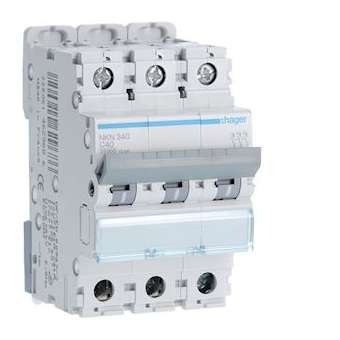 Disjoncteur 3P 10-15kA courbe C - 40A 3 modules|Hager-HAGNKN340