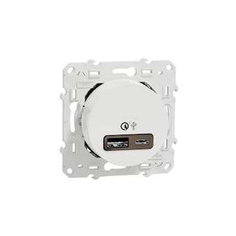 Odace - prise USB double - charge rapide - type A+C - blanc - 18W - 3,4A|Schneider Electric-SCHS520219