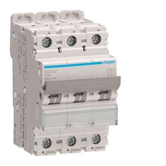 Disjoncteur 3P 20kA courbe D - 32A 3 modules|Hager-HAGNSN332