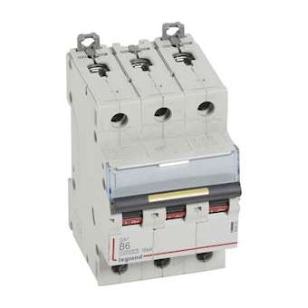 Disjoncteur DX³10000 16kA arrivée haute/départ bas vis 3P 6A courbe B - 3 mod|Legrand-LEG409005