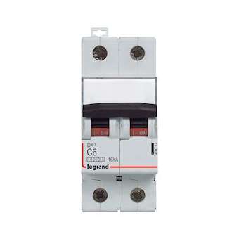 Disj. DX³ 1000kA 16kA arrivée haute/départ bas à vis 6A -courbe C -2 modules|Legrand-LEG409217