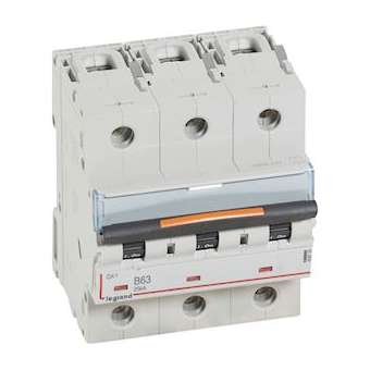 Disjoncteur DX³ 25kA arrivée haute/départ bas vis 3P 63A courbe B - 4,5 mod|Legrand-LEG409735