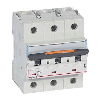 Disjoncteur DX³ 25kA arrivée haute/départ bas vis 3P 50A -courbe C - 3,5 mod|Legrand-LEG409786