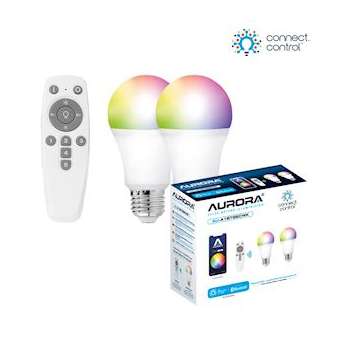 Connect.control - Pack x2 std E27 8W RGB + CX (827-850) + télécom. Bluetooth|Aurora-ABIAUA1BTGECWK