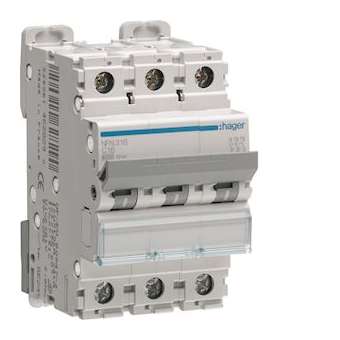 Disjoncteur 3P 10-15kA courbe C - 6A 3 modules|Hager-HAGNKN306