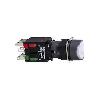 Harmony XB6 - bouton-pous. lum. - D16mm - à imp. affleurant - 24V - 1O+1F -blan|Schneider Electric-SCHXB6AW1B5B