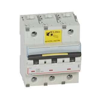 Disjoncteur DX³10000 16kA arrivée haut/départ bas vis 3P 80A courbe C - 4,5 mod|Legrand-LEG409280