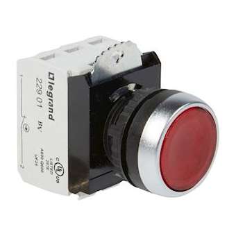 Bouton lum impulsion affleurant IP69 Osmoz complet rouge 12V à 24V|Legrand-LEG023751