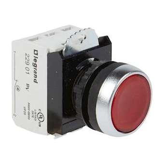 Bouton lumineux à impulsion affleurant IP69 Osmoz complet - rouge - 230V~|Legrand-LEG023758