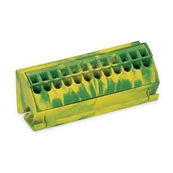 Bloc de barres collectrices de mise à la terre 4 mm² (12 Pts) Vert-Jaune|Wago contact-WAG812-100