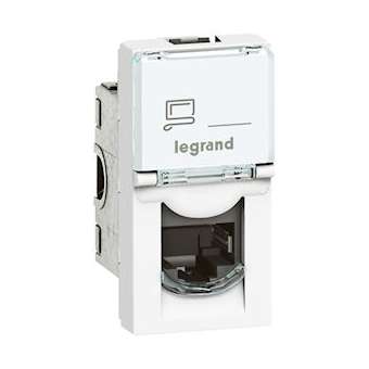 Prise RJ45 catégorie6A STP blindage métal Mosaic 1 module - blanc antimicrobien|Legrand-LEG076584