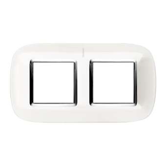 Plaque elliptique Axolute Métallisé 2+2 modules horizontal ou vertical - Blanc|Bticino-TICHB4802M2HD