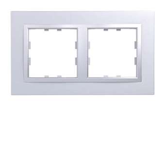 Kallysta épure plaque 2 postes verticale entraxe 71 peinture métal col Titane|Hager-HAGWKN818