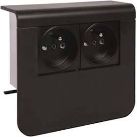 Support SL20055 avec 2x 2 P+T (Fr.) noir|Hager-HAGSL200559609011