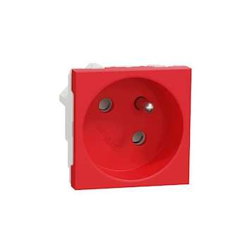 Unica - prise 2P+T - FR - 45DEG - goulotte - raccord rapide - Rouge - méca seul|Schneider Electric-SCHNU304903T
