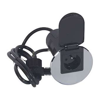 Module de bureau encastré avec 1 prise 2P+T et chargeur USB - métal|Legrand-LEG054057