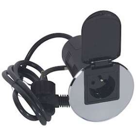 Module de bureau encastré avec 1 prise 2P+T et chargeur USB - métal|Legrand-LEG054057