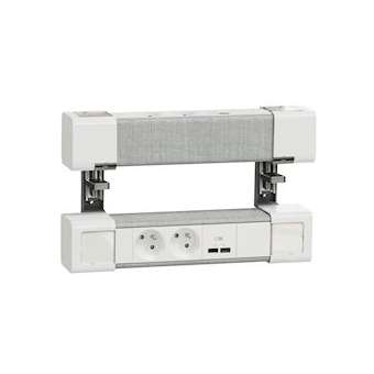 Unica System+ - Module bureau précâblé L - 2PC +USB A+C - x2 - blanc/tissu|Schneider Electric-SCHINS44402