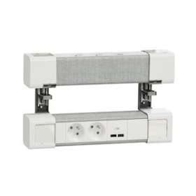 Unica System+ - Module bureau précâblé L - 2PC +USB A+C - x2 - blanc/tissu|Schneider Electric-SCHINS44402