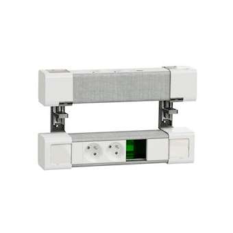Unica System+ - Module bureau précâblé L - 2PC + USB A+C +VDI 2mod - blanc/tissu|Schneider Electric-SCHINS44406