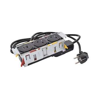 Disq'In Incara 3 postes 2x2P+T + USB A+C - noir|Legrand-LEG654744