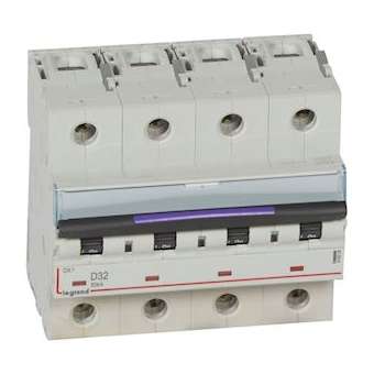 Disjoncteur DX³ 50kA arrivée haute/départ bas vis 4P 32A - courbe D - 6 mod|Legrand-LEG410229