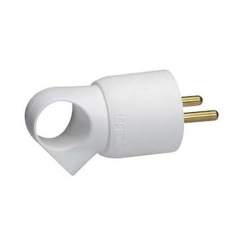 Fiche plastique 2P+T 16A à anneau avec étiquette avec Gencod - blanc|Legrand-LEG050103