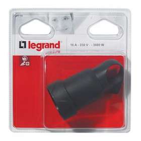 Fiche femelle avec terre plastique Annela 16A avec anneau - blister - noir|Legrand-LEG093908
