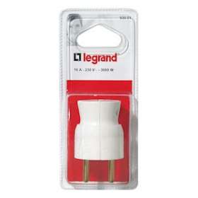Fiche mâle avec terre plastique - sortie du câble par le dessous -blister -blanc|Legrand-LEG093901
