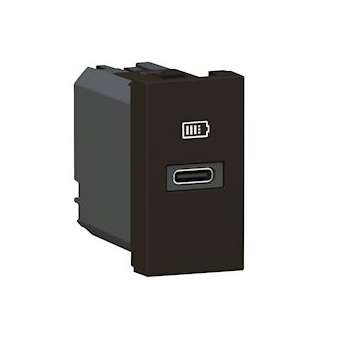 Chargeur USB Type-C Power Delivery Mosaic - 1 module noir pour poste de travail|Legrand-LEG077692L