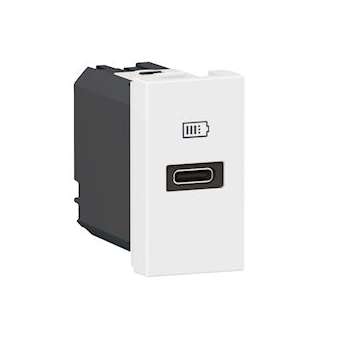Chargeur USB Type-C Power Delivery Mosaic - 1 module blanc pour poste de travail|Legrand-LEG077690L