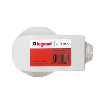 Fiche 2P+T 20A avec serre-câbles avec étiquette avec Gencod|Legrand-LEG090114