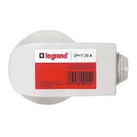 Fiche 2P+T 20A avec serre-câbles avec étiquette avec Gencod|Legrand-LEG090114
