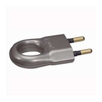 Fiche plastique 2P 6A avec anneau d'extraction finition alu|Legrand-LEG050165