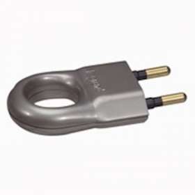 Fiche plastique 2P 6A avec anneau d'extraction finition alu|Legrand-LEG050165