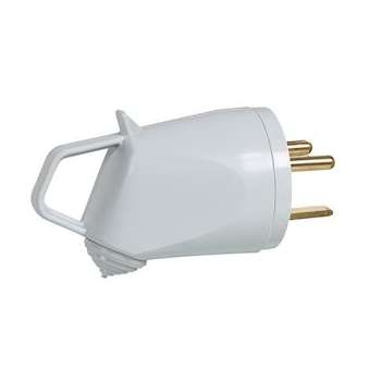 Fiche de puissance mâle avec terre 20A - avec anneau - 2 broches - gris|Legrand-LEG096935