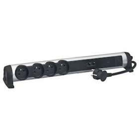 Rallonge multiprise 4x2P+T 16A 230V l'horiz + 2 RJ45 + borne Wi-Fi -alu et noir|Legrand-LEG050396