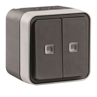 cubyko double va-et-vient lumineux saillie gris|Hager-HAGWNC041